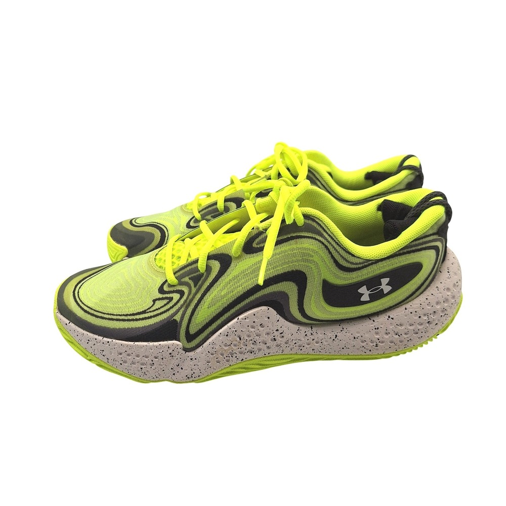 Under Armour Spawn 5 Basketball Shoes Lime Green Black Speckled Mens 10/ W 11.5